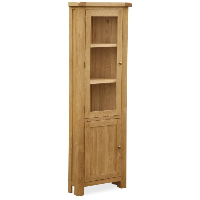 Ascot Rustic Oak Corner Display Cabinet