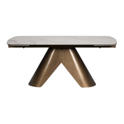 Davos 180-260cm Extending Dining Table - Brushed Bronze/White Marble - thumbnail 3
