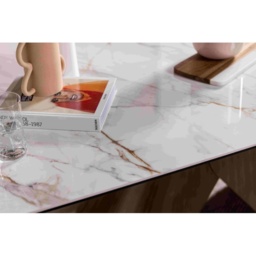 Davos 180-260cm Extending Dining Table - Brushed Bronze/White Marble - thumbnail 4