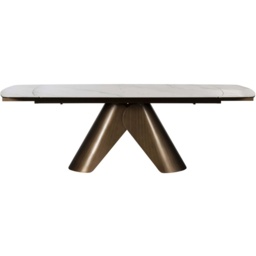 Davos 180-260cm Extending Dining Table - Brushed Bronze/White Marble - thumbnail 2