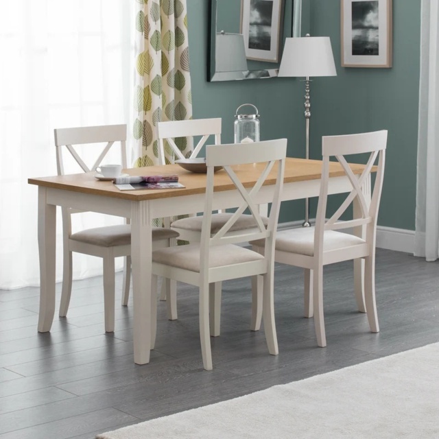 Julian Bowen Davenport Dining Table - Oak/White - image 1