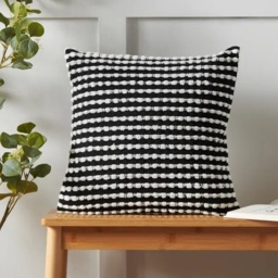 Catherine Lansfield Stab Stitch Cushion 43cm - Black - thumbnail 1