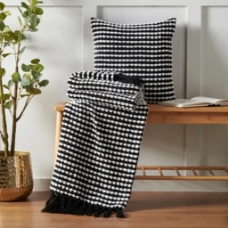 Catherine Lansfield Stab Stitch Cushion 43cm - Black - thumbnail 3
