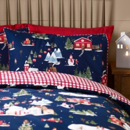 Catherine Lansfield Christmas Ski Village Duvet Set - Blue - King - thumbnail 2