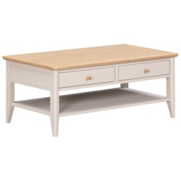 Caldecott 2 Drawer Coffee Table - Light Oak/Stone Grey - thumbnail 2