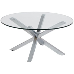 Heaven Round Glass Coffee Table With Chrome Base - thumbnail 2