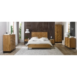 Vaughan Chevron Oak Panel Bed Frame - King - thumbnail 5