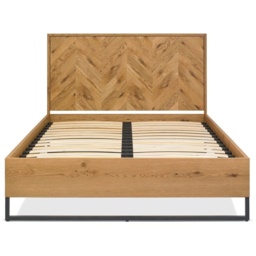 Vaughan Chevron Oak Panel Bed Frame - King - thumbnail 2