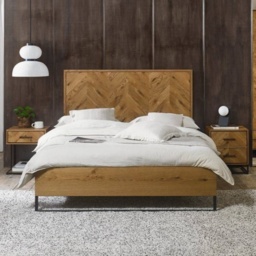 Vaughan Chevron Oak Panel Bed Frame - King