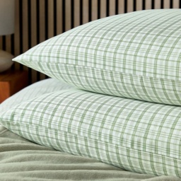 Helena Springfield Calico and Chalk Tranquil Check Duvet Set - Green - Double - thumbnail 3