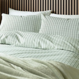 Helena Springfield Calico and Chalk Tranquil Check Duvet Set - Green - Double - thumbnail 2