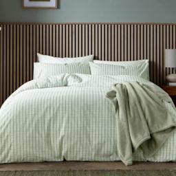 Helena Springfield Calico and Chalk Tranquil Check Duvet Set - Green - Double - thumbnail 1