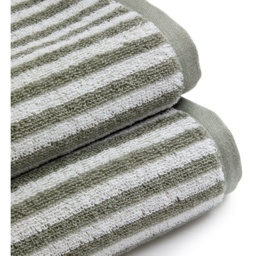 Christy Portobello Stripe Cotton Towel - Sage - Bath Sheet - thumbnail 2