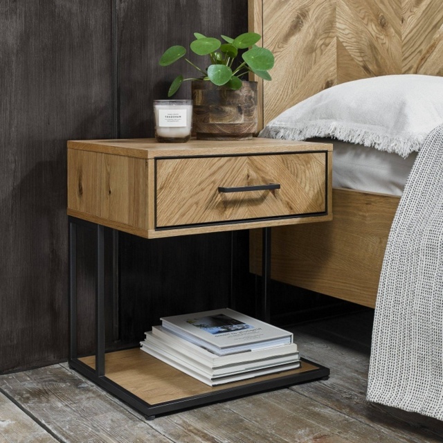 Vaughan Chevron Oak Nightstand - image 1
