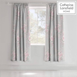 Catherine Lansfield Canterbury Pencil Pleat Curtains - Grey 66 x 72 - 66x72