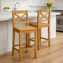 Ascot Rustic Oak Bar Stool Without Seat Pad