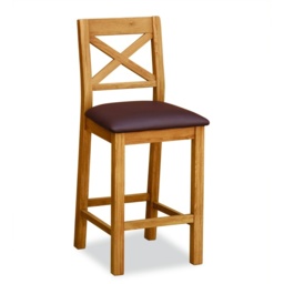 Ascot Rustic Oak Bar Stool Without Seat Pad - thumbnail 2