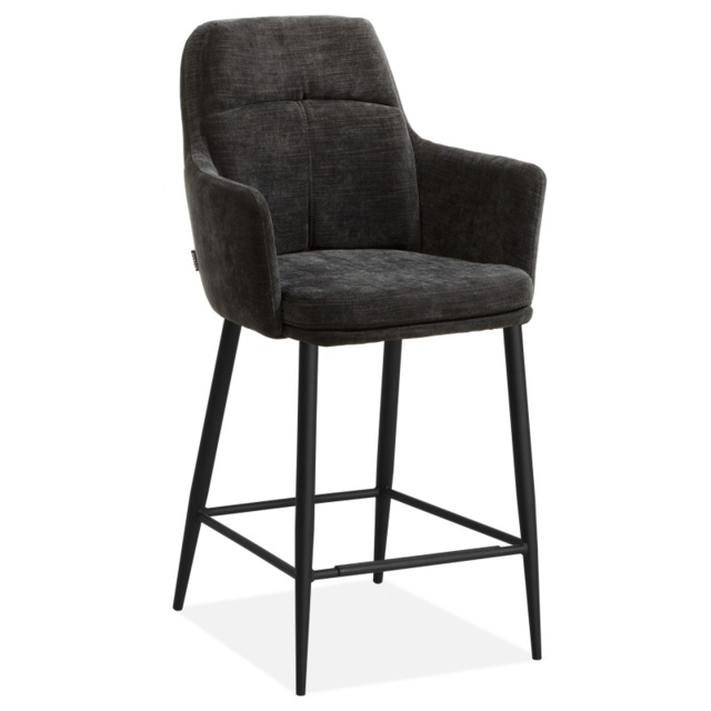 Annie Upholstered Barstool Pair - Miami Black Fabric