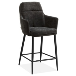 Annie Upholstered Barstool Pair - Miami Black Fabric