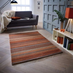 Melrose Carter Striped Wool Rug - Rust - 80cm x 150cm - thumbnail 2