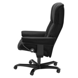 Stressless Mayfair Medium Office Chair in Paloma Black Leather with Black Wood Base - thumbnail 2