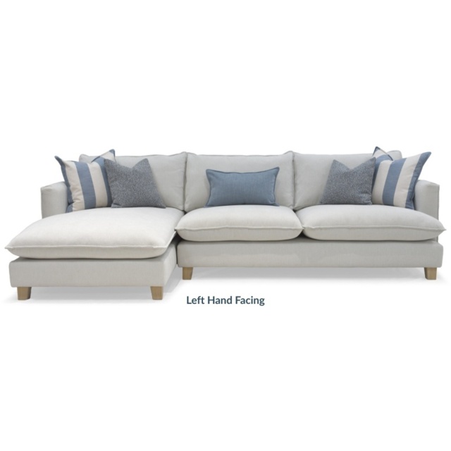 Vogue Williams Howth Large Chaise Sofa - LHF - Linen Look - Feather Wraped Foam - image 1