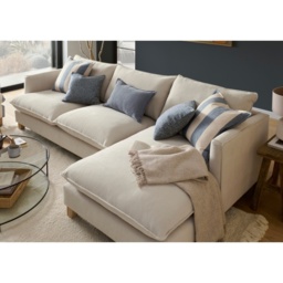 Vogue Williams Howth Large Chaise Sofa - LHF - Linen Look - Feather Wraped Foam - thumbnail 2