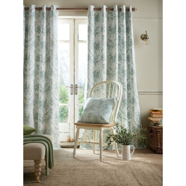 Laura Ashley Tuileries Blackout Lined Eyelet Curtains - Dark Sage - W 64 x D 72 - image 1