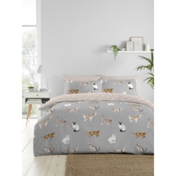 Fusion Cats Duvet Set - Grey - Single