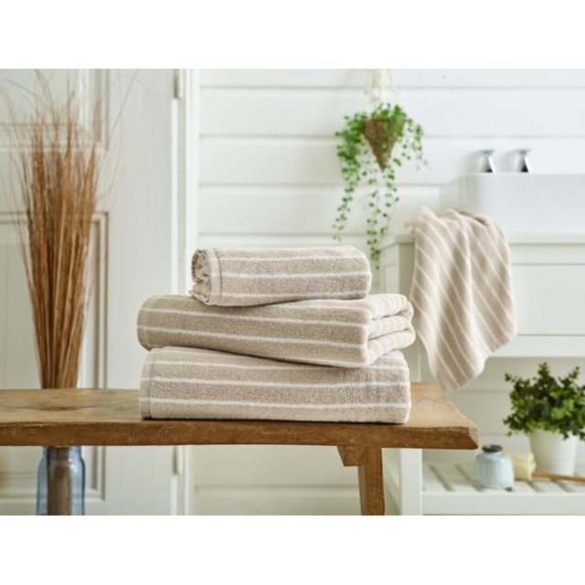 Deyongs Malmo Stripe Towel - Stone/White - Bath Sheet - image 1