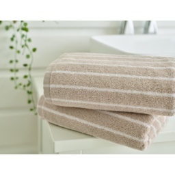 Deyongs Malmo Stripe Towel - Stone/White - Bath Sheet - thumbnail 2