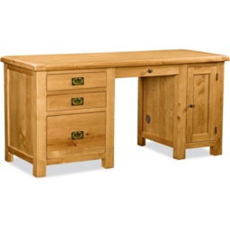 Ascot Rustic Oak Double Desk - thumbnail 2