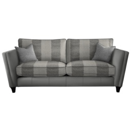 Parker Knoll Harlow Grand Formal Back Leather/Fabric Sofa - Leather/Fabric Mix - thumbnail 1