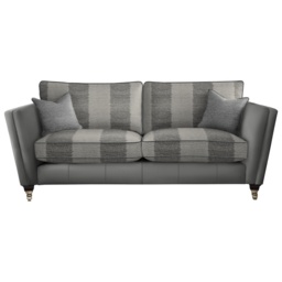 Parker Knoll Harlow Grand Formal Back Leather/Fabric Sofa - Leather/Fabric Mix - thumbnail 2