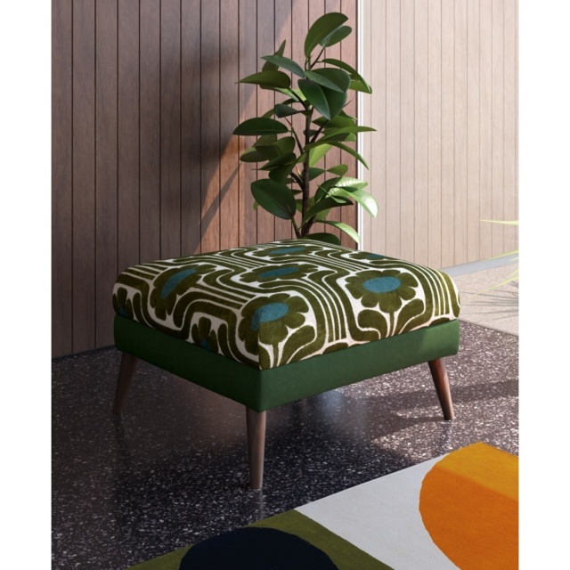 Orla Kiely Flynn Footstool - House Plain and Pattern Fabric - image 1