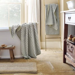 Christy Portobello Stripe Cotton Towel - Sage - Hand Towel - thumbnail 5