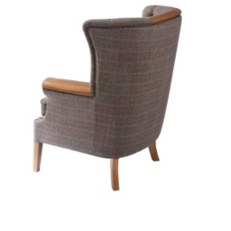 Yale Wing Armchair in Tweed with Tan Leather Trims - thumbnail 5