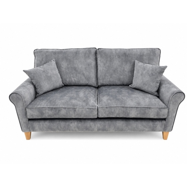 Alstons Paulina 3 Seater Sofa in Armour Jewel Velvet Plain Fabric With Light Feet and Scatter Cushions - image 1