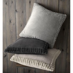 Catherine Lansfield Velvet and Fur Cushion Silver Grey - thumbnail 3