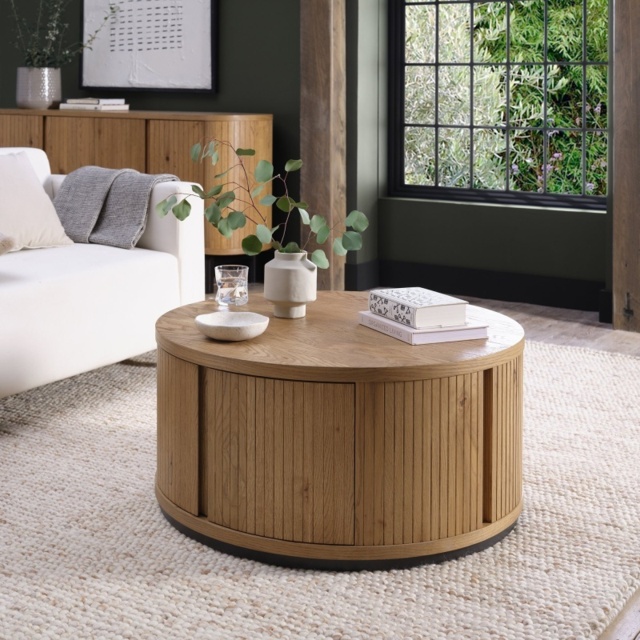 Kingston Rustic Oak Round Coffee Table - image 1
