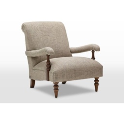 Wood Bros Deighton Fireside Armchair - Moon Fabric Heritage 2 - Leather Arms - thumbnail 1