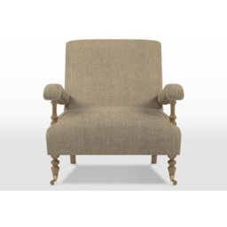 Wood Bros Deighton Fireside Armchair - Moon Fabric Heritage 2 - Leather Arms - thumbnail 2