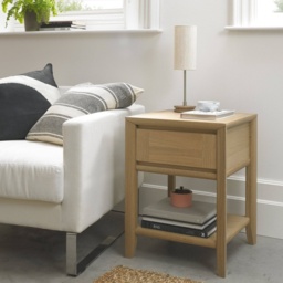 Brampton Oak Square Lamp Table With Drawer - thumbnail 1