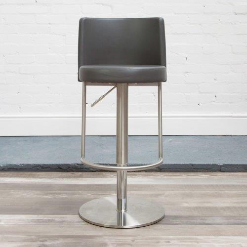 HND Monza Bar Stool - Brushed Steel Frame - Black PU Leather - image 1
