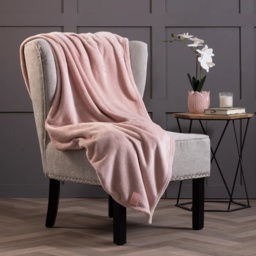 Heat Holder Fleece Blanket/Throw - Dusky Pink - thumbnail 1