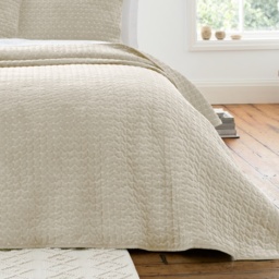 Bianca Attica Velvet Bedspread 240x260cm - Natural - thumbnail 1