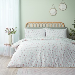 Catherine Lansfield Cameo Floral Duvet Set - Soft Green - Double - thumbnail 4