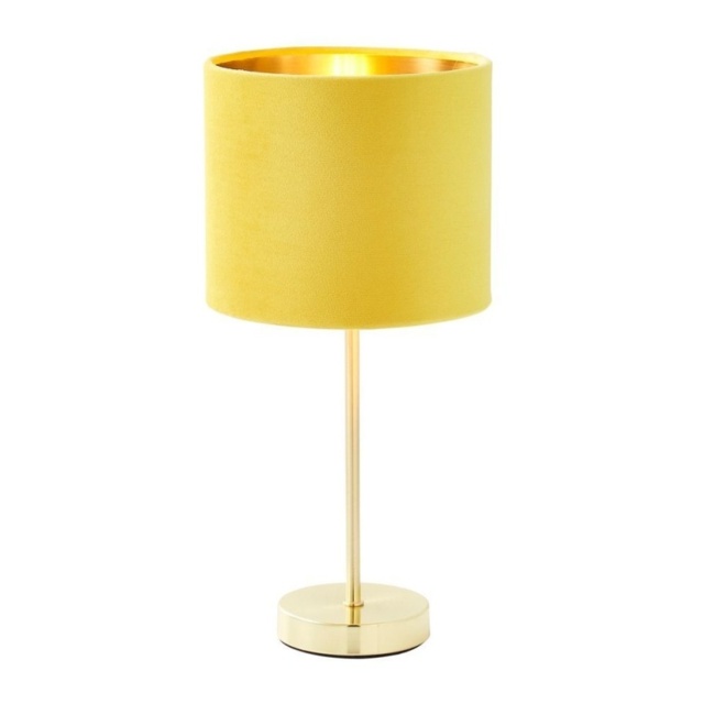 BHS Velvet Table Lamp - Ochre/Brass - image 1