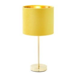 BHS Velvet Table Lamp - Ochre/Brass - thumbnail 1