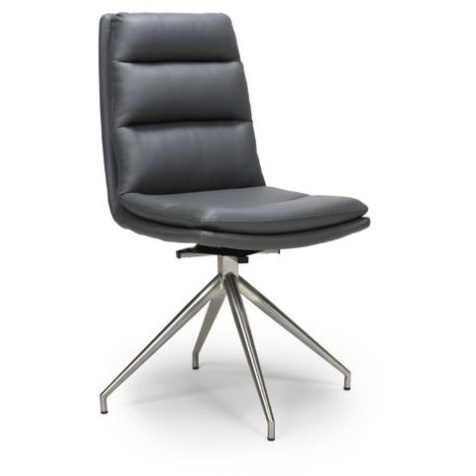 Nevada Swivel Dining Chair Stainless Steel Frame Grey Seat - image 1